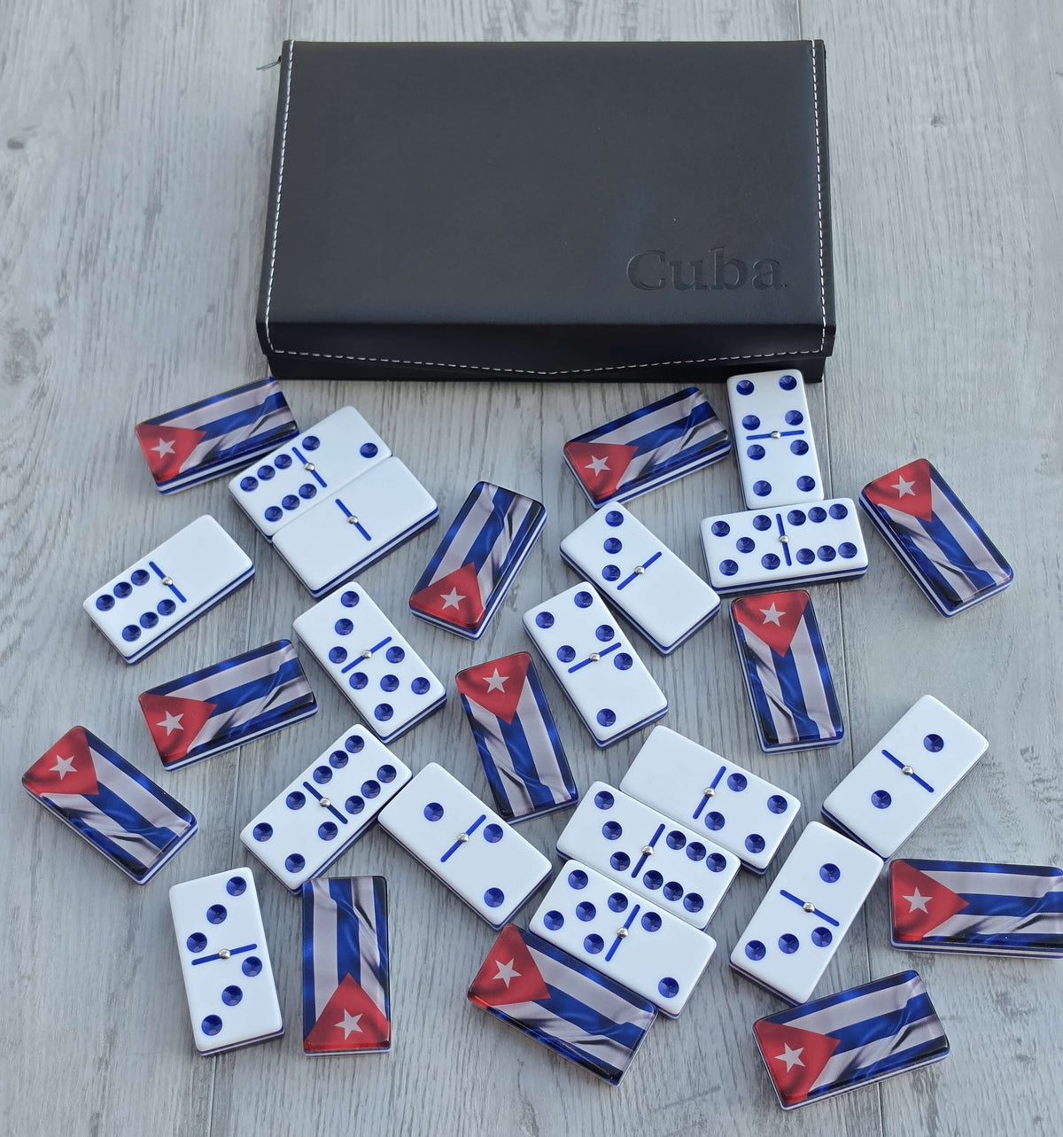 Cuba Flag Jumbo Acrylic Domino Set | Professional Size with Metal Spinner | Unique Cuban Gift