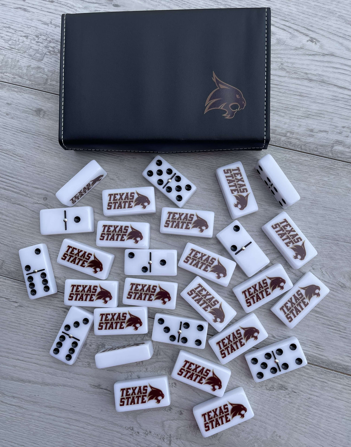 Texas State Bobcats Jumbo Acrylic Domino Set | College Football Professional Size with Metal Spinner