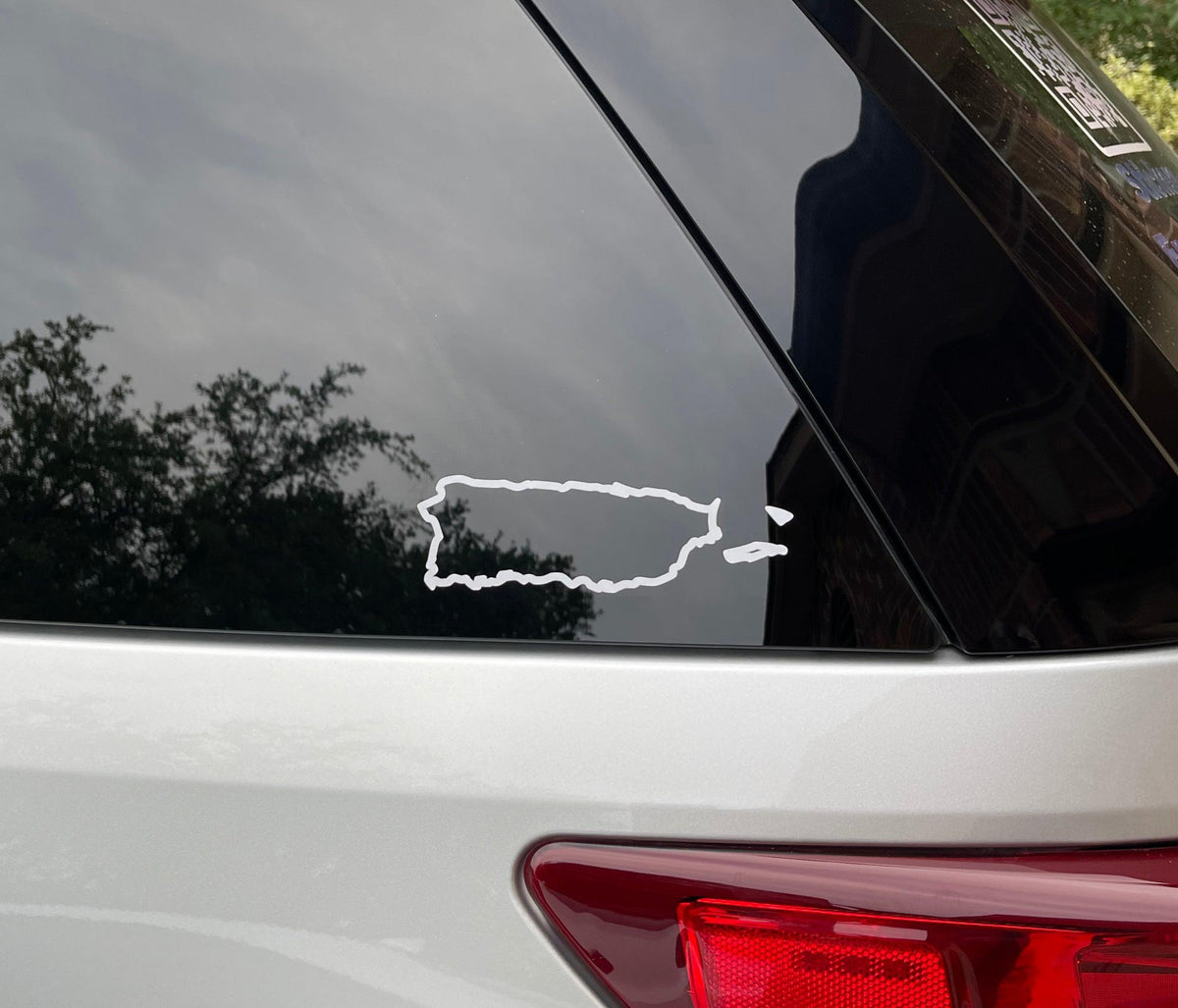 5 Pcs Puerto Rico MAP Car Decal Vinyl Sticker, Perfect for Car, Truck, Computer, Wall, and all Flat surface - Permanent Outdoor Vinyl, Easy Application - Bumper Stickers - PR Stickers WHITE - Art By Suleny Craft Store LLC