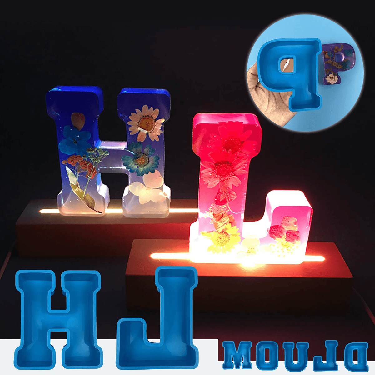 Alphabet Silicone Mold - Letter Mold for Resin - Big Letter Mold - Mold for Keychain - Letters Mold for Epoxy Resin - Art By Suleny Craft Store LLC