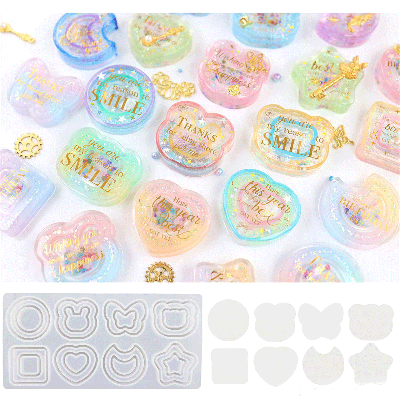 Quicksand Double Layer Keychain Resin Mold,Resin Shaker Mold for Pendant Jewelry Keychain Decoration Craft Making DIY - Art By Suleny Craft Store LLC